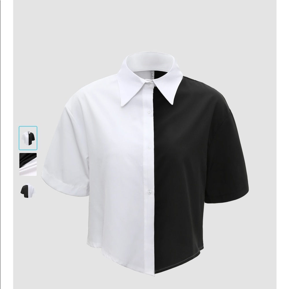 SOLD. Black and white cropped shirt